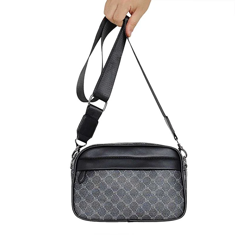deanwangkt  Fashion Men's Check Pattern Shoulder Bag Pu Daily Commuter Small Square Bag Crossbody Bag - Deanwangkt
