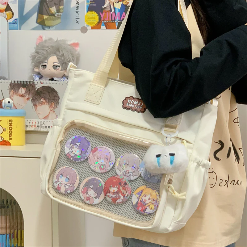 DEANWANGKT 2025 Japanese versatile high-value shoulder messenger bag ins college style soft girl bag student make-up bag pain bag - Deanwangkt