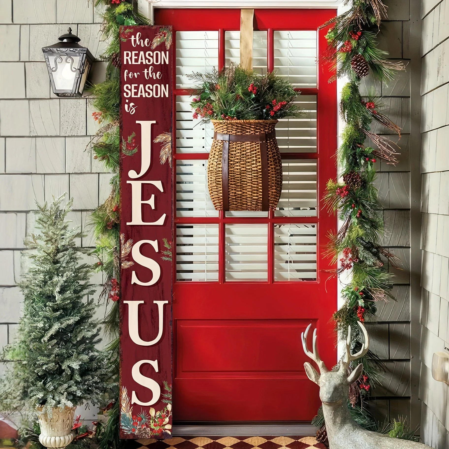 72IN Rustic Wooden Christmas Porch Sign - Large 6FT Holiday Entryway Decor with Farmhouse Style - Perfect for Indoor Outdoor Display, Front Door, Wall Decor, Porch, Patio, Home Decor, Holiday Celebration, and Seasonal Decoration - Deanwangkt