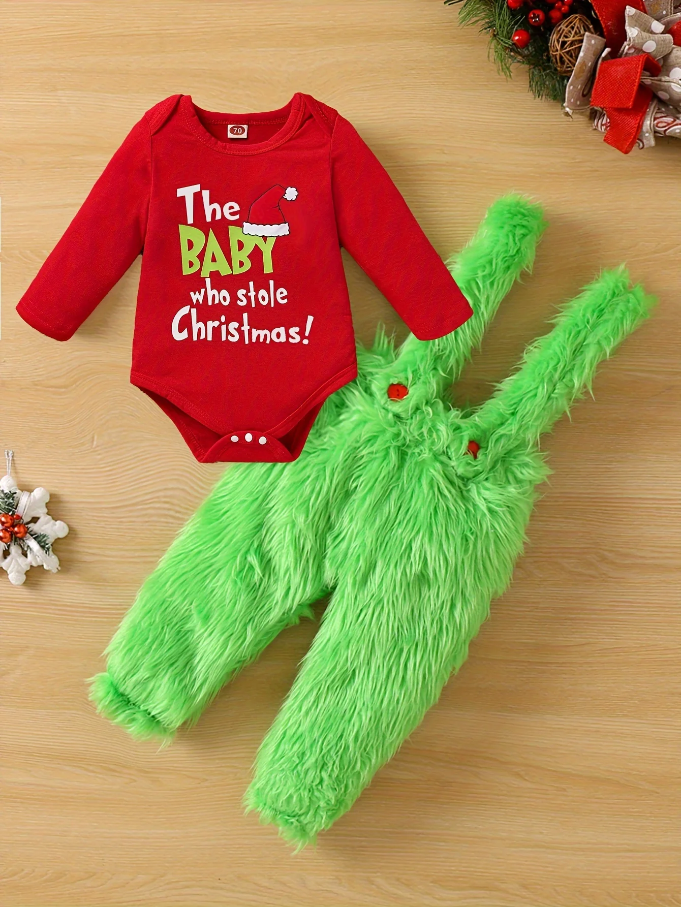 Baby Girls Cute Christmas Party Dress Or Pants Outdoor Set, Letter Printed Romper + Suspender Skirt/ Suspender Pants Two-pieces Outdoor Set, Combination Dress Up - Deanwangkt