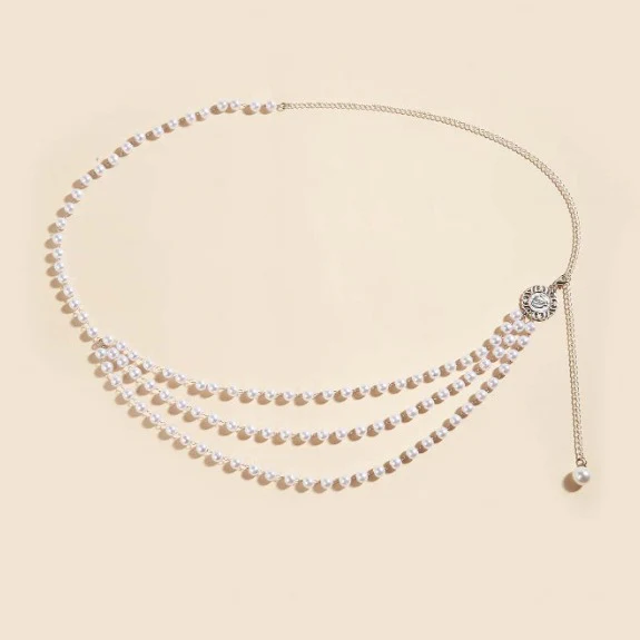 2025  2073  hot-selling sexy pearl chain, small disc joint, side pendulum chain, three-layer pearl chain, waist chain, body chain. - Deanwangkt