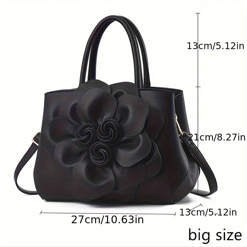 Chic Floral Tote Bag - Stylish Top Handle Satchel with Durable Construction, Spacious Purse for Womens Casual Everyday Wear - Deanwangkt