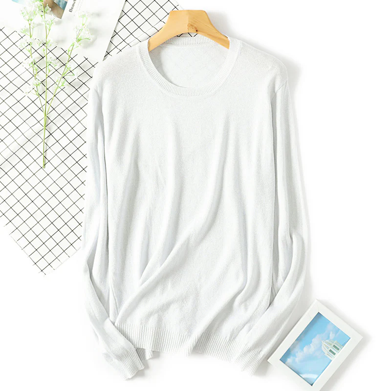 DEANWANGKT 2018 new women's clothing round neck long sleeve solid color knitted women's bright thread loose sexy thin sweater women's hair - Deanwangkt