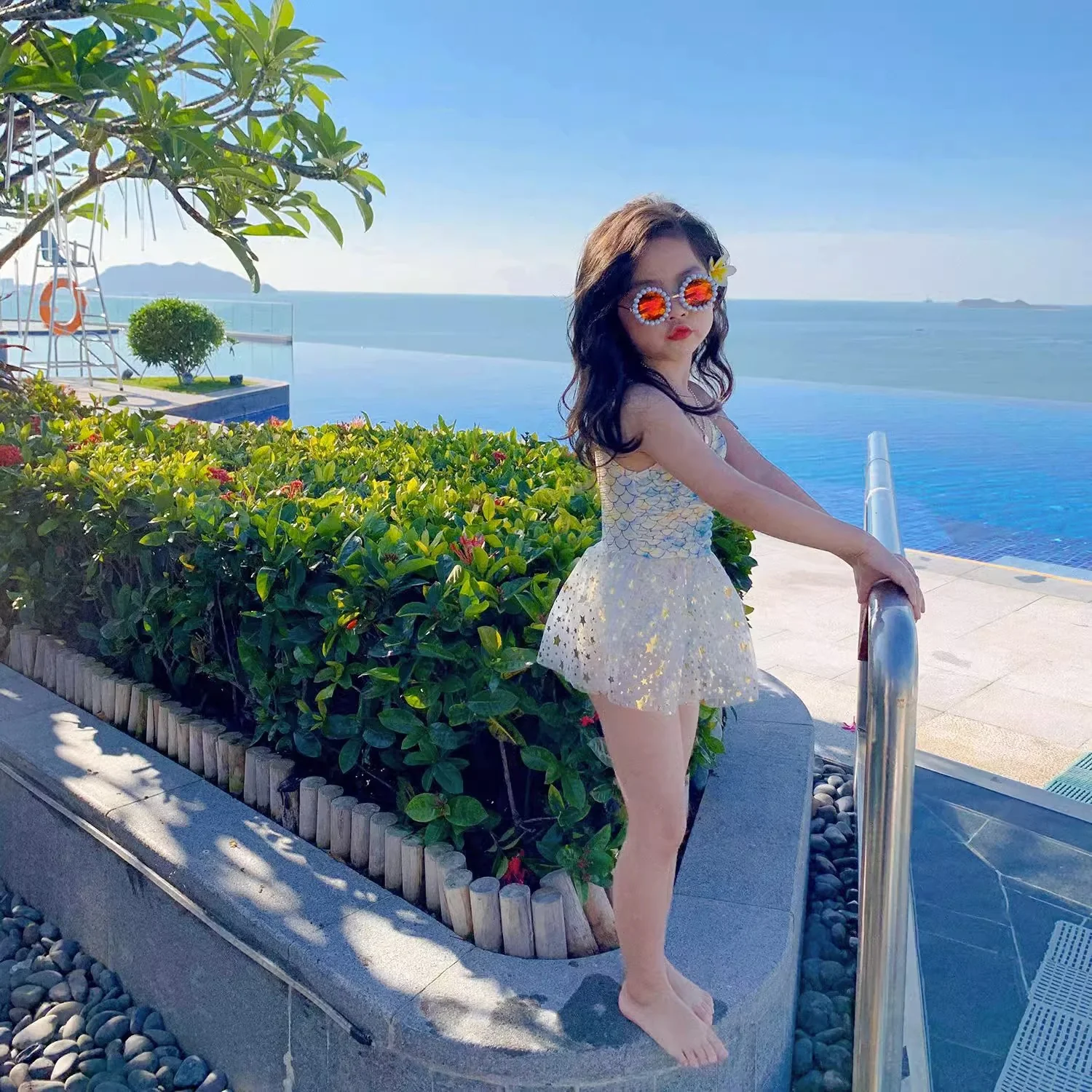 Swimsuit for Girl Mermaid Princess Dress Swimsuit Hot Spring Cute One-Piece Baby Swimsuit the Big Kids Girl - Deanwangkt