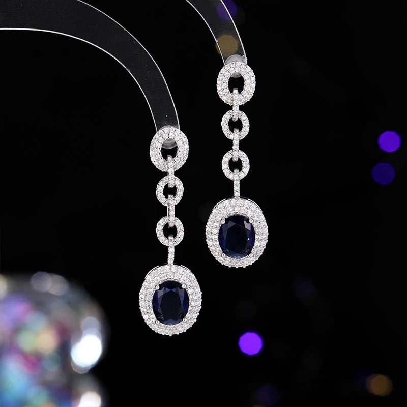 2025 New earrings light luxury high-end zircon earrings temperament S925 silver needle exquisite luxury long earrings - Deanwangkt