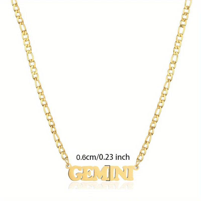 1pc Exquisite Stainless Steel Twelve Letter Pendant Necklace - Durable, Hypoallergenic, and Fashionable Jewelry Gift for Birthday and Special Occasions - Deanwangkt