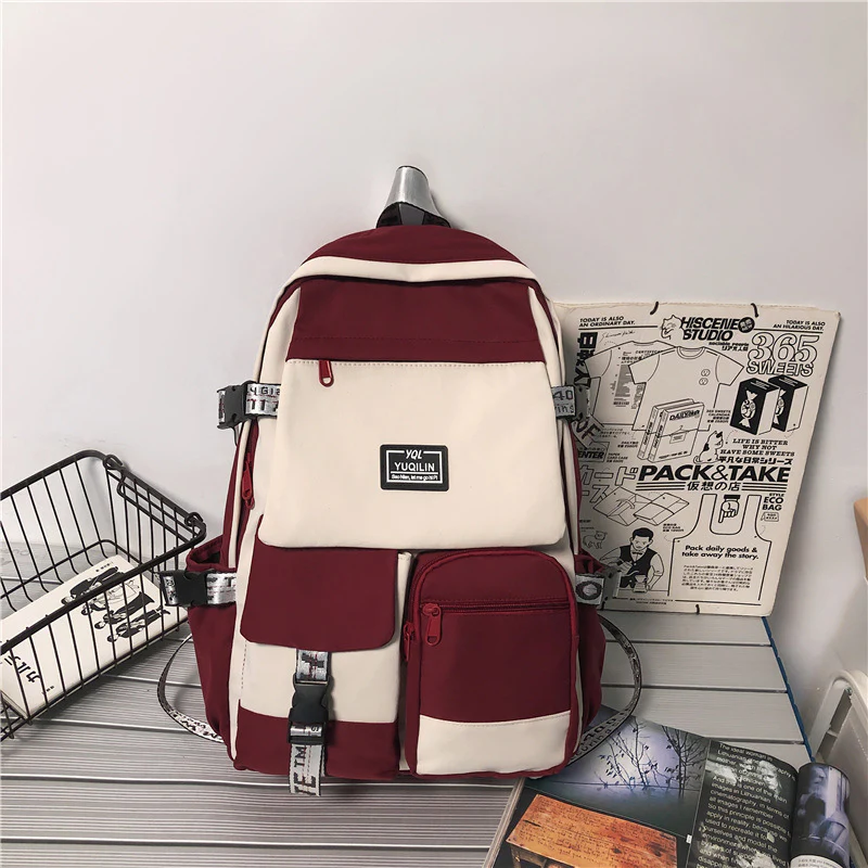 deanwangkt Schoolbag Women's Korean-Style Junior High School College Students Backpack Men's Street Fashion Large Capacity Fashion Backpack Trendy Cool Computer Bag - Deanwangkt