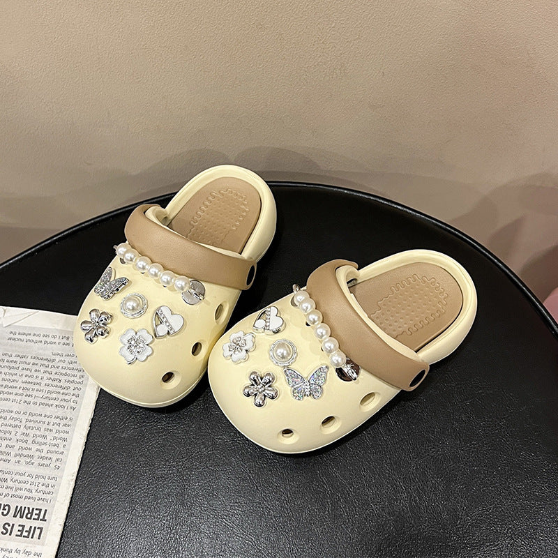 DEANWANGKT Children's Slippers Parent-Child Girls Summer New Home Soft Bottom Hole Shoes Girls Beach Slippers Boys Outdoor Wear - Deanwangkt