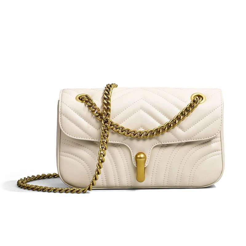 Genuine Leather Bag for Women  New Versatile Fashion Shoulder Underarm Bag High-Grade Light Luxury Chain Messenger Bag for Women - Deanwangkt