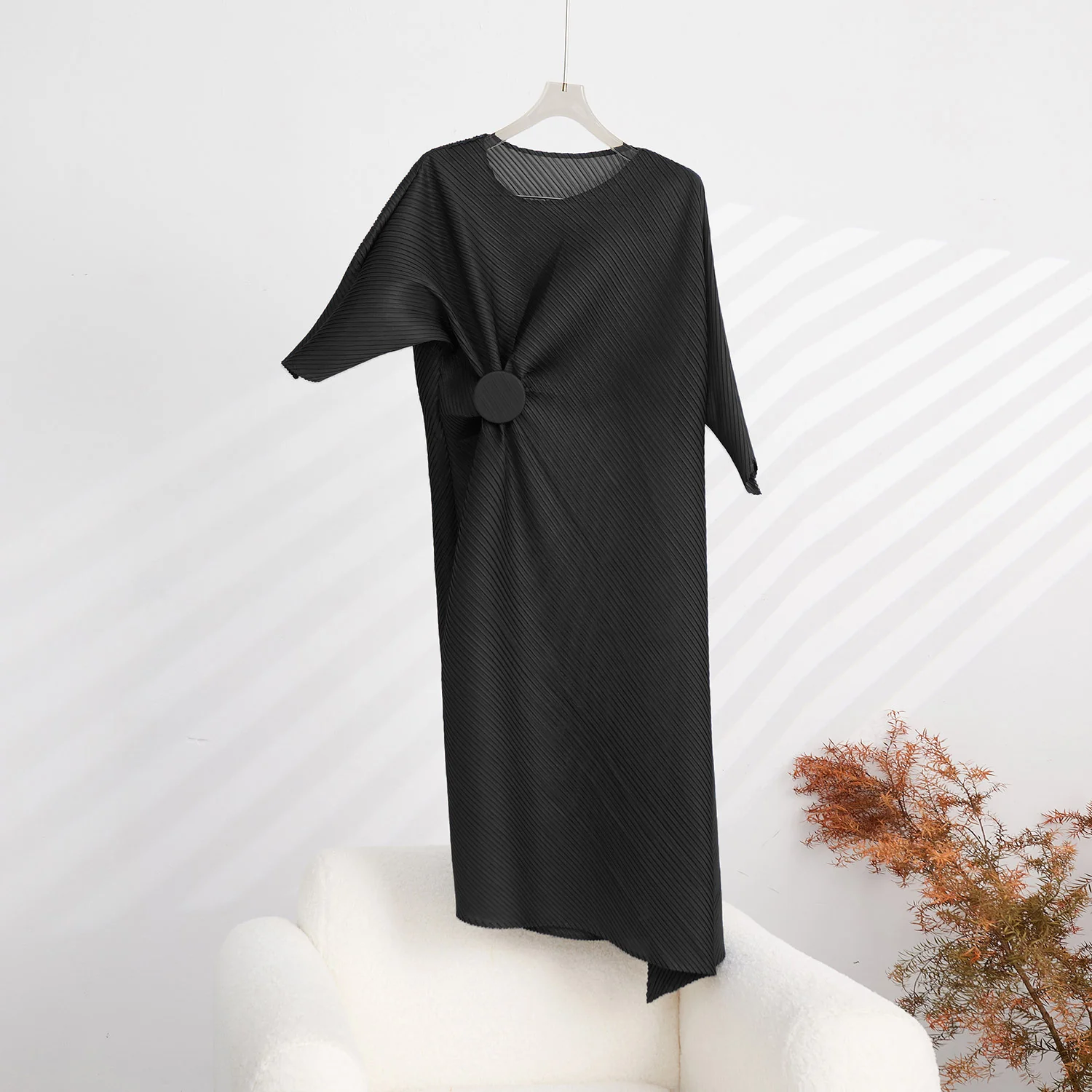 2025 Pleated dress summer high-end Shenzhen Nanyou popular women's clothing loose large size irregular slim skirt - Deanwangkt