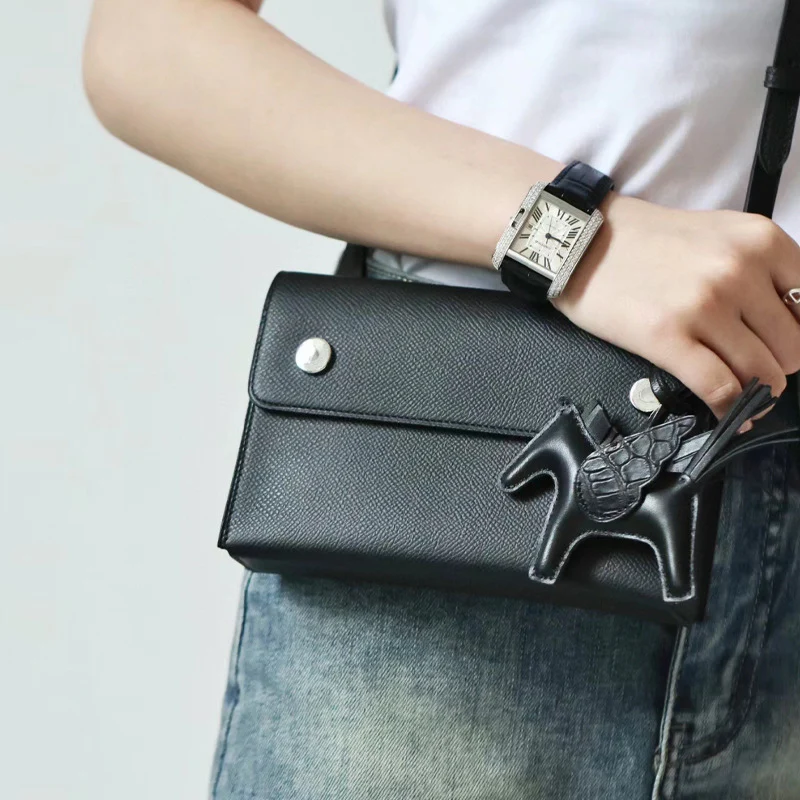 New Arrival Mid-Ancient Crossbody Bag Snapwallet18cm Small Square Bag Palm Print Genuine Leather One Shoulder Phone Bag - Deanwangkt