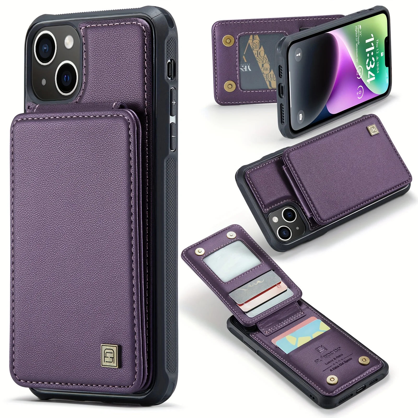 Durable Phone Case with Card Wallet & Anti-theft Compartment - For Couples - Secure Fit for iPhone 14 Pro Max, 12 mini, 11 Pro - Car Mount Ready - Deanwangkt