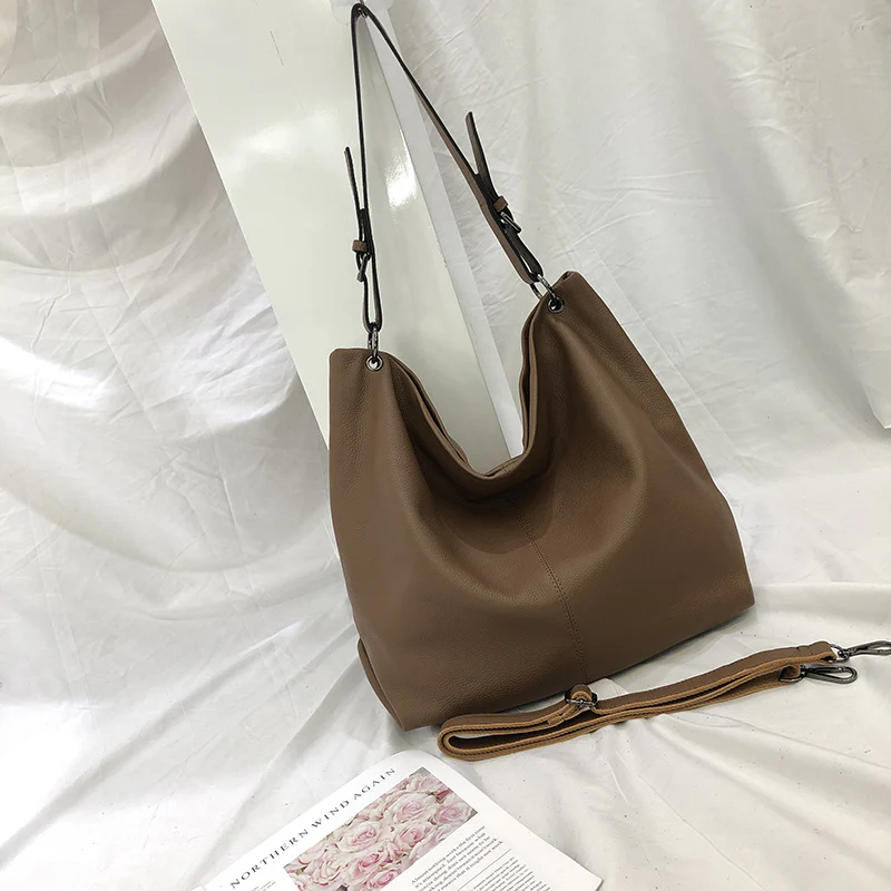 women's bags   new leather shoulder bags, the first layer of cowhide natural drop large-capacity messenger bags 5587 - Deanwangkt