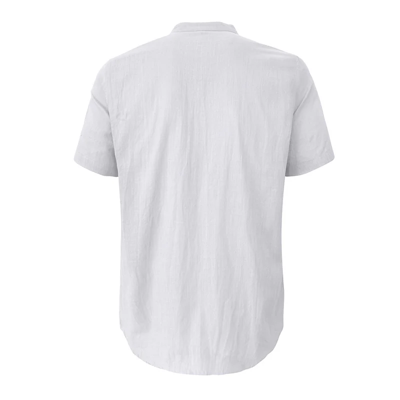 DEANWANGKT 2025 Cross-border men's Hawaiian short-sleeved beach shirt, Popular trade Henry shirt,   men's cotton and linen shirt - Deanwangkt