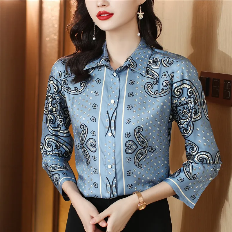 Fashion Plus Size Shirts Designer Tops Women's Lapel Runway Button Shirt Long Sleeve Spring Autumn Winter Office Ladies Printed Blouses Back to School Top - Deanwangkt