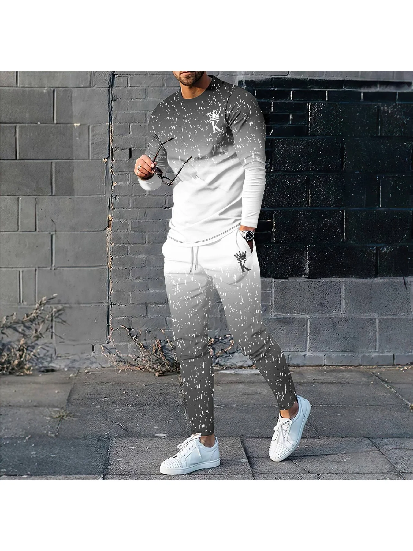 Mens Trendy Graphic Novelty Pajama Loungewear Set - Soft & Cozy Sweatshirts and Jogger Pants, 2-Piece Long Sleeve Tops & Bottoms for Casual Comfort - Deanwangkt