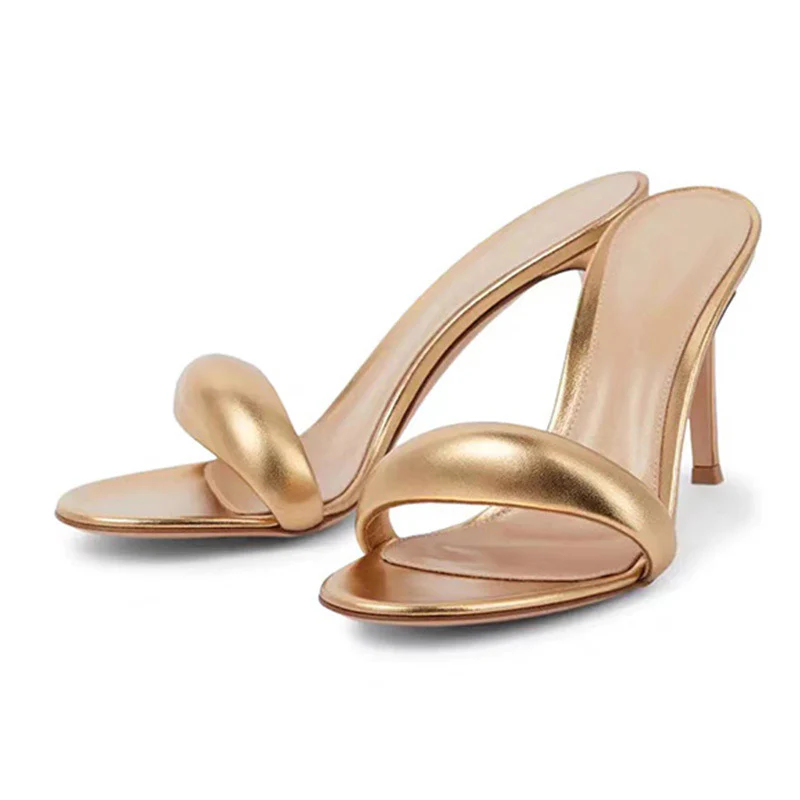 DEANWANGKT  Roman Style round Toe High Heels Fashion European and American Style Foreign Trade plus Size  Stiletto Heel Slippers Women - Deanwangkt