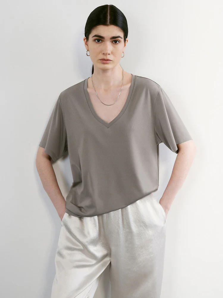 Siyuan, Japanese Knitted Triacetic Acid Cool Anti-Wrinkle Smoothie Lazy Loose Sunscreen T-Shirt Short Sleeve Women 7732 + 773 - Deanwangkt