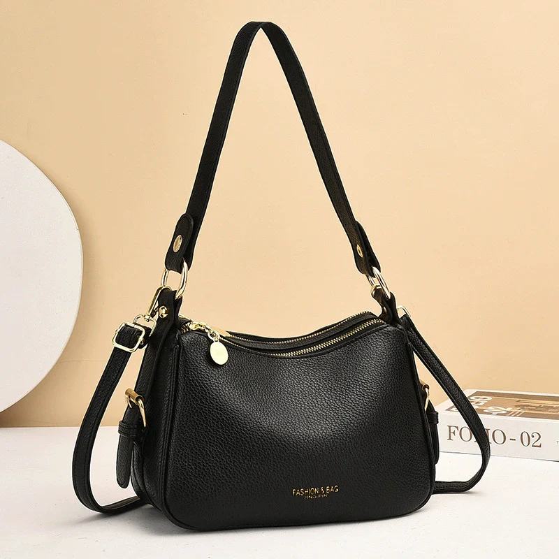 Women's bag  new fashion versatile large capacity solid color temperament ins shoulder messenger bag women's armpit bag - Deanwangkt