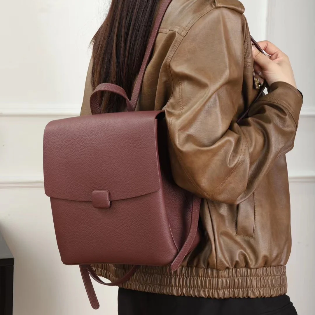 Leather women's bag backpack first layer cowhide women's casual backpack new large-capacity versatile travel premium M828 - Deanwangkt