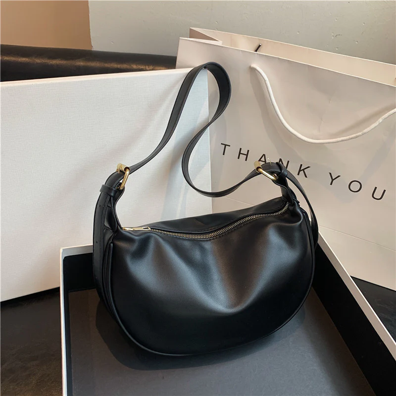 Soft Leather Large Capacity Fashion Simple Leisure Bag  Autumn and Winter New Versatile Korean Style Messenger Bag Dumpling Bag Trendy - Deanwangkt