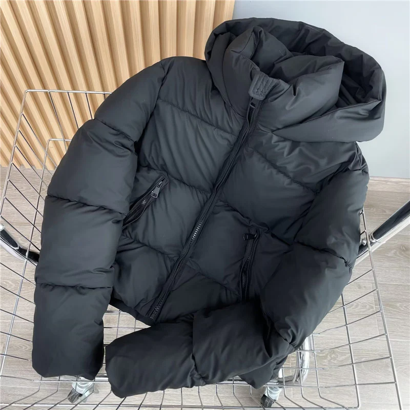 Spain D winter new product simple solid color versatile windproof warm pressure glue hooded bread clothes cotton clothes jacket women - Deanwangkt