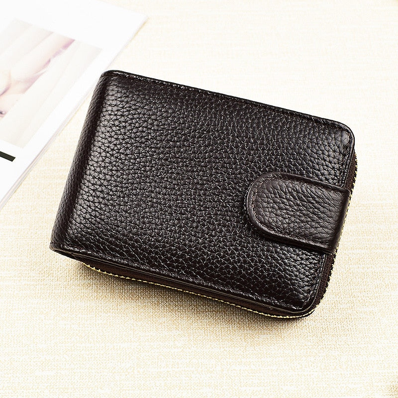 deanwangkt - Men Wallets Man's Card Genuine Leather Clutch Wallets Purses Driver's License Cover Zipper Organ Women's Wallet Card Wallet - Deanwangkt