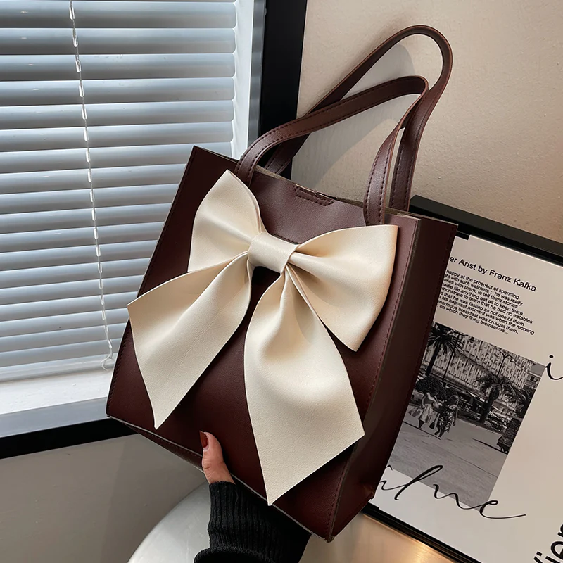Large Capacity Bow Bag Women's  Stylish Good Texture Handbag Korean Style Versatile Ins Shoulder Tote Bag Fashion - Deanwangkt