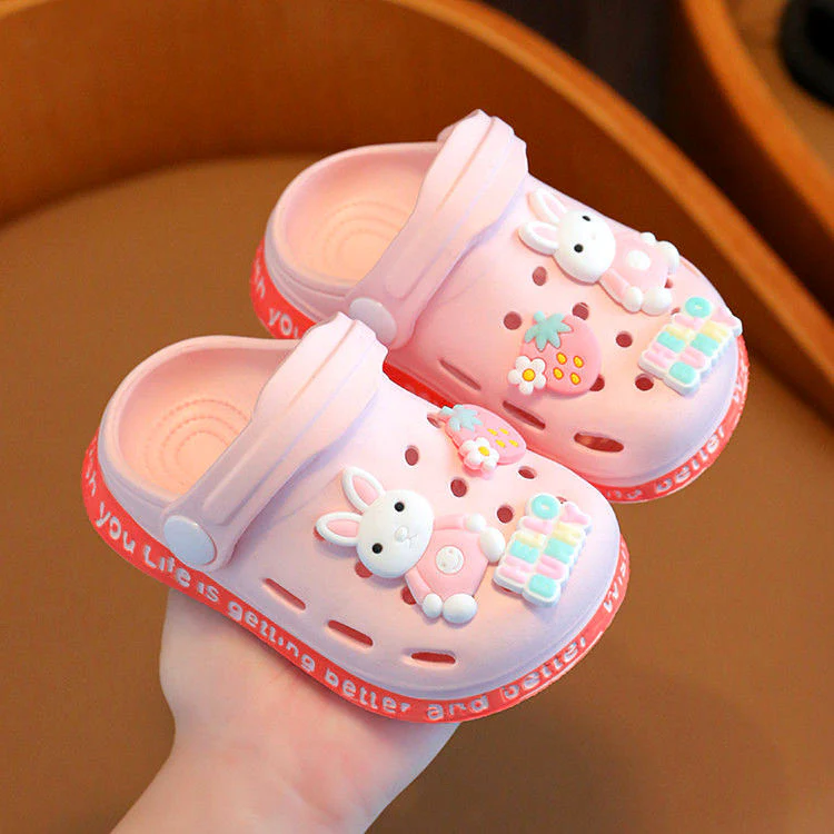 DEANWANGKT Eva Children's Closed Toe Hole Shoes Summer Girls Boys Baby Indoor Soft Bottom Non-Slip Kid's Cartoon Sandals - Deanwangkt