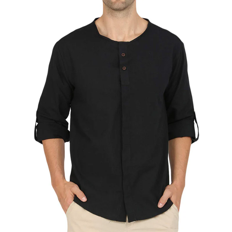 DEANWANGKT 2025 Popular trade new  men's cotton and linen shirts  popular casual linen long-sleeved shirts men's autumn and winter - Deanwangkt