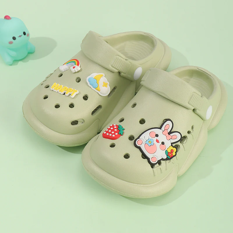 DEANWANGKT Baby Non-Slip Eva Slippers Cartoon Children's Closed Toe Hole Shoes Soft Soft Bottom Children Outer Sandals - Deanwangkt
