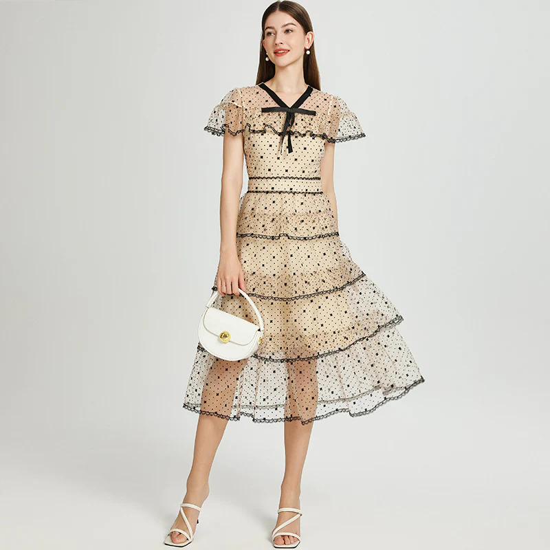 celebrity high-end dress women's summer new design sense niche waist thin cake long skirt tide - Deanwangkt