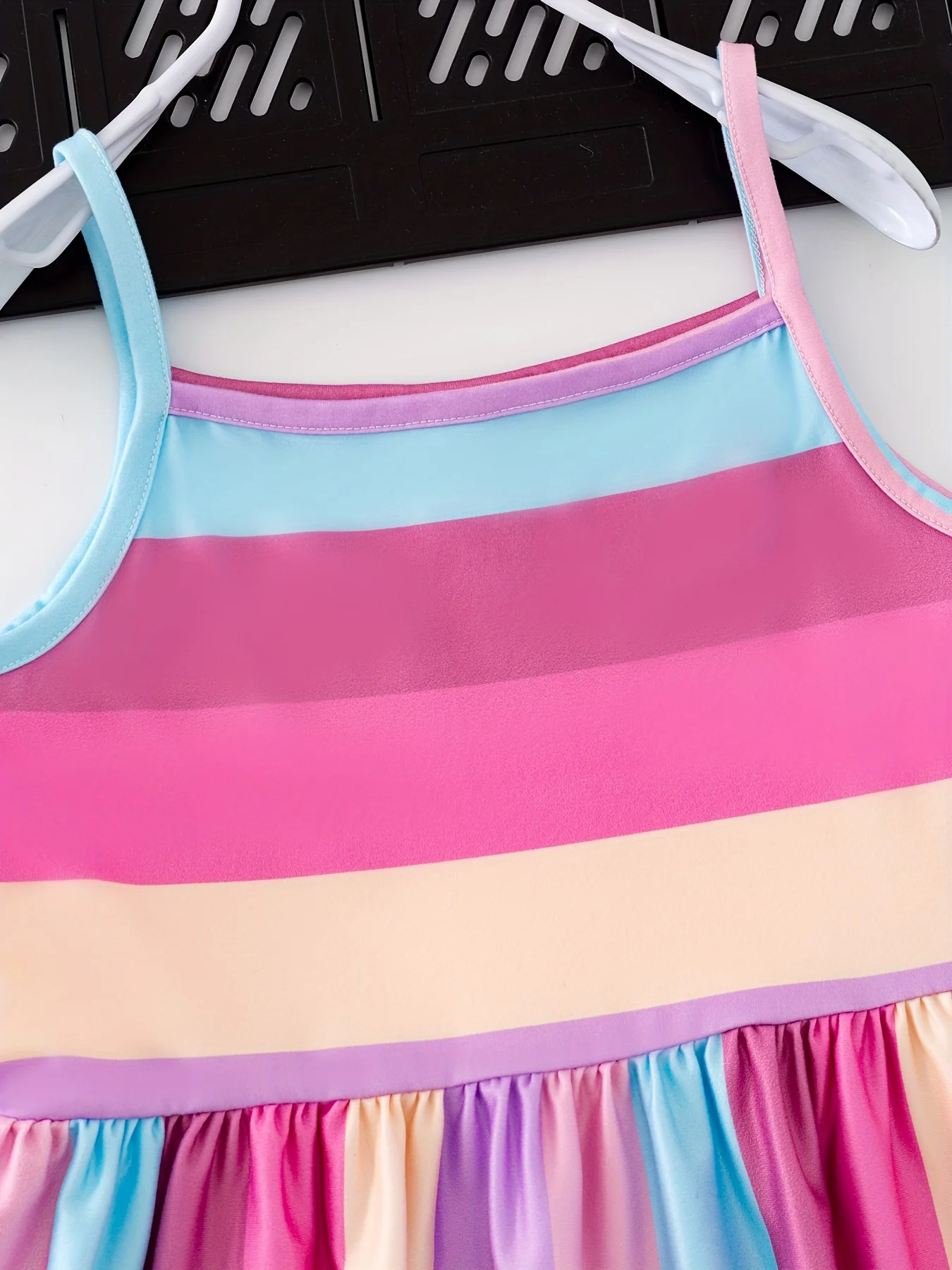 3pcs Chic Girls' Cami Dress Set - Leopard & Stripes, Soft Stretch Fabric, Sleeveless Summer Outfits for Holidays & Parties - Deanwangkt