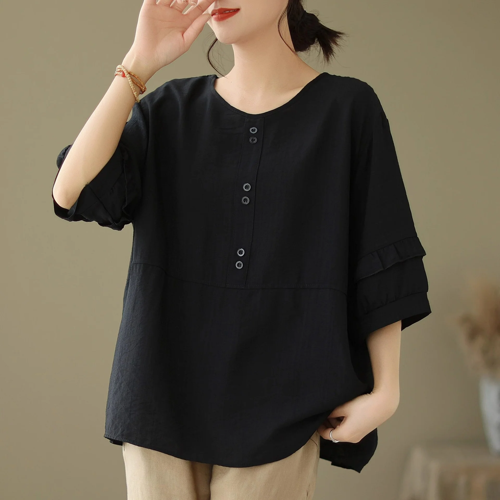 DEANWAQNGKT  Cross-Border New Arrival Foreign Trade Aunt Women's Clothing  EBay  Hot Sale Southeast Asia T-shirt Top - Deanwangkt