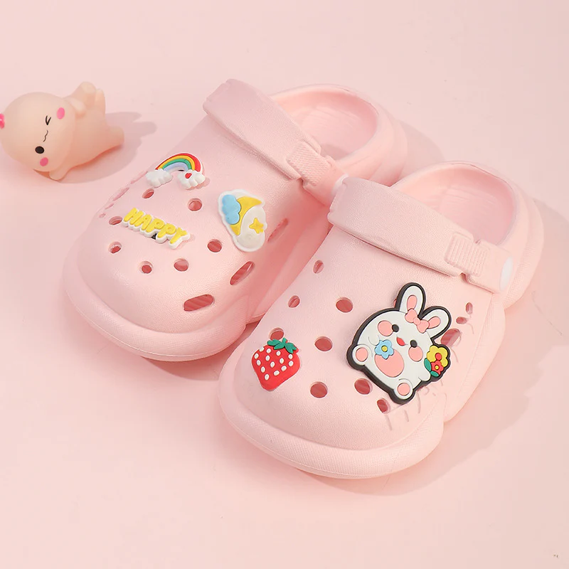 DEANWANGKT Baby Non-Slip Eva Slippers Cartoon Children's Closed Toe Hole Shoes Soft Soft Bottom Children Outer Sandals - Deanwangkt