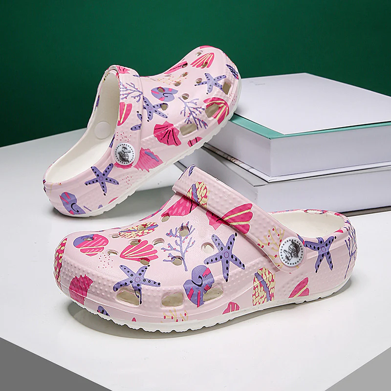 DEANWANGKT Summer New Children Shell Hole Shoes Printed Outdoor Beach Shoes Fashion Children's Sandals - Deanwangkt