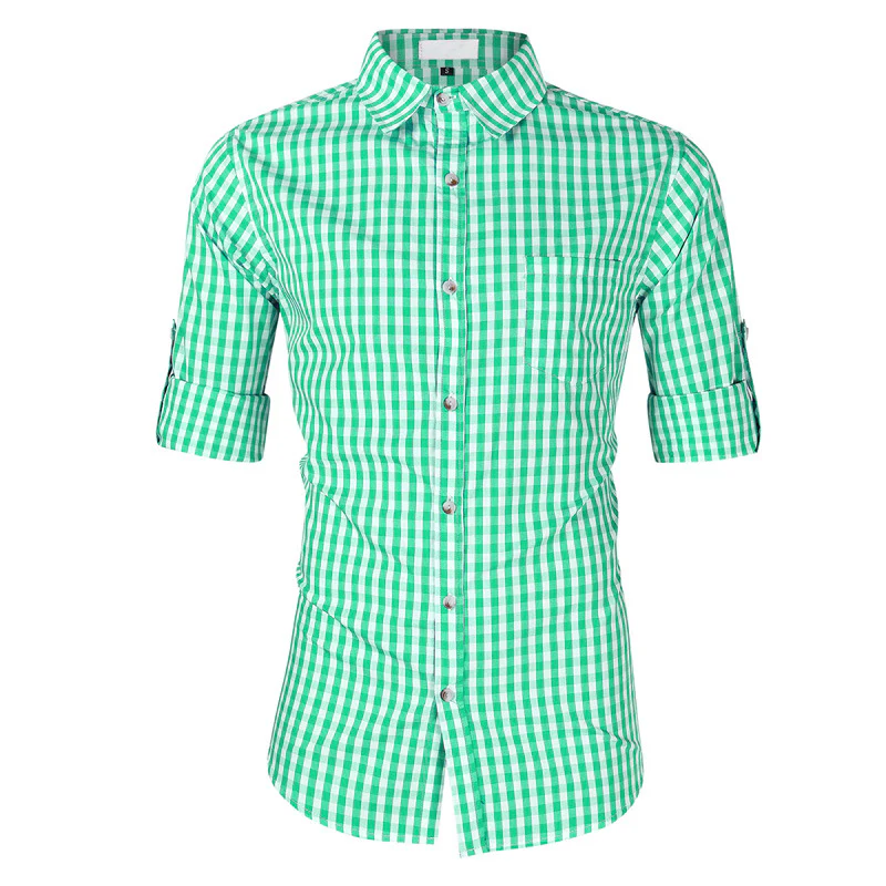 DEANWANGKT 2025 Germany Munich Oktoberfest Men's Shirt Slim Short Sleeve Long Sleeve Shirt  Popular Plaid - Deanwangkt