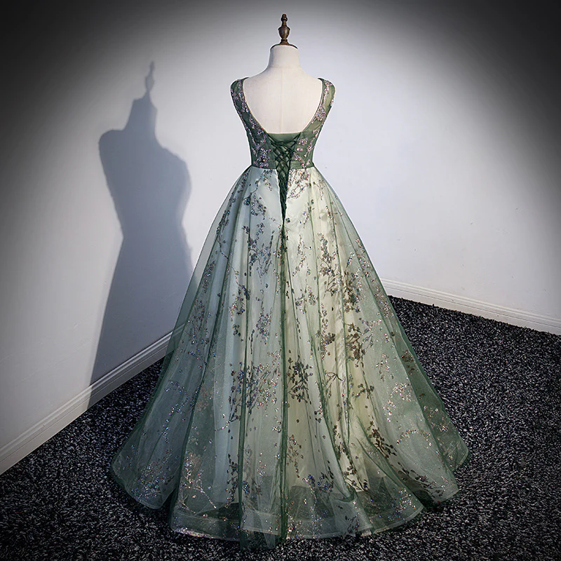 2025 Green evening dress women's  spring and summer new host's annual meeting sleeveless simple trend bel canto solo dress skirt - Deanwangkt