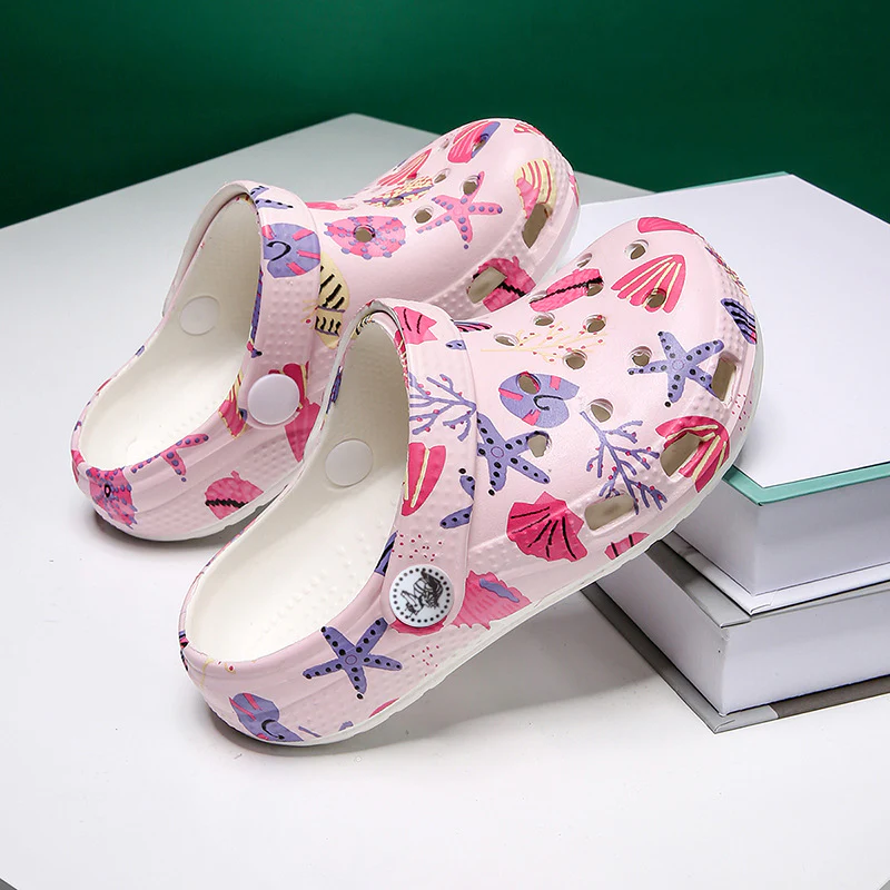 DEANWANGKT Summer New Children Shell Hole Shoes Printed Outdoor Beach Shoes Fashion Children's Sandals - Deanwangkt