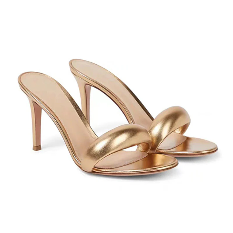 DEANWANGKT  Roman Style round Toe High Heels Fashion European and American Style Foreign Trade plus Size  Stiletto Heel Slippers Women - Deanwangkt