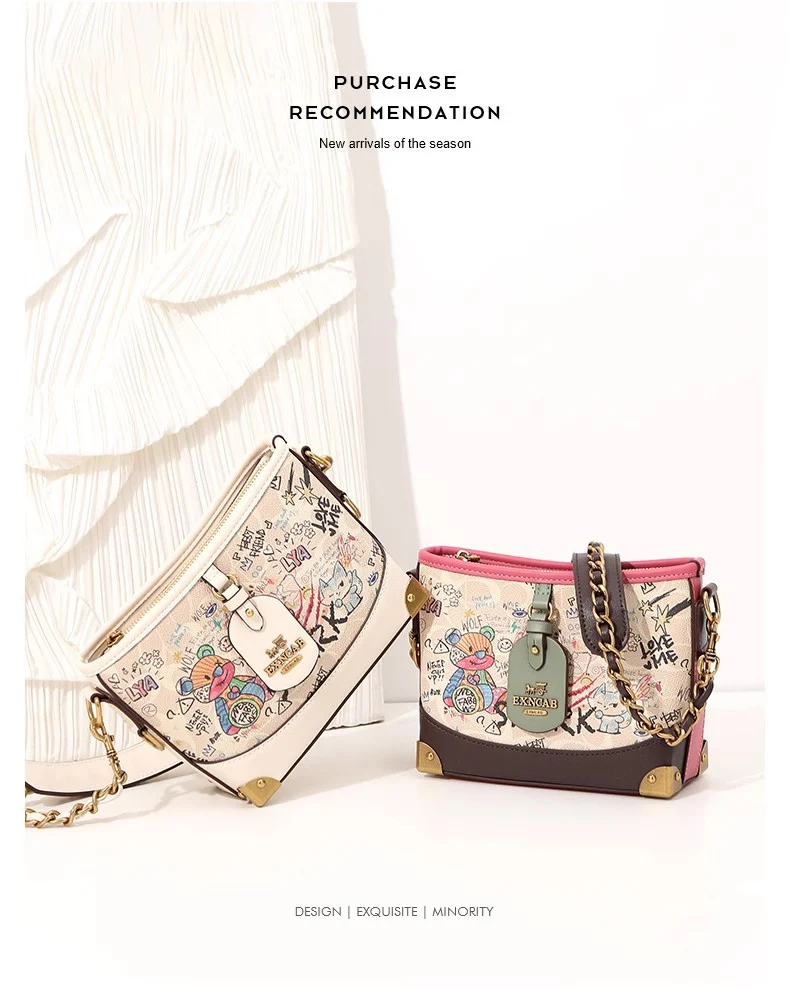 Special-Interest Design Hong Kong It Fashion All-Match Trendy Women's Bags Bear Graffiti Crossbody Shoulder Bag Large-Capacity Bucket Bag - Deanwangkt