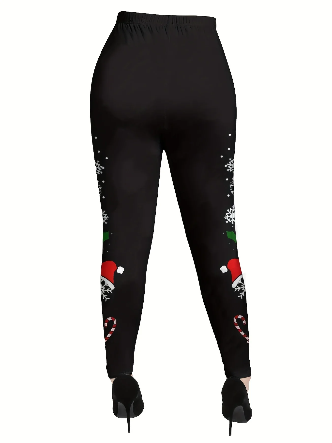Jolly Vibes, Women's Plus Size Christmas Candy & Fruit Print Long Sleeve Tee and Leggings Set with Button Detail - Casual, Stretchy Polyester Outfit - Deanwangkt