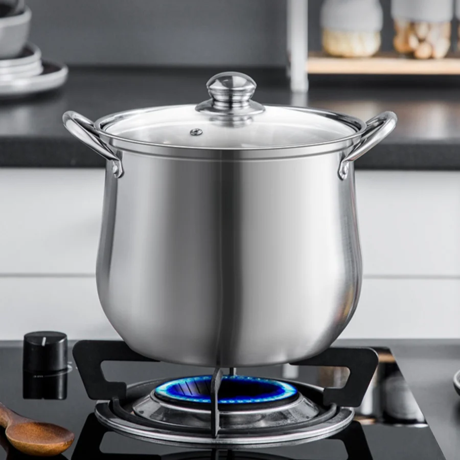 1pc Extra Large Stainless Steel Stock Pot - Perfect for Hearty Soups & Stews, Durable & Effortless Clean - Your Indispensable Kitchen Companion - Deanwangkt