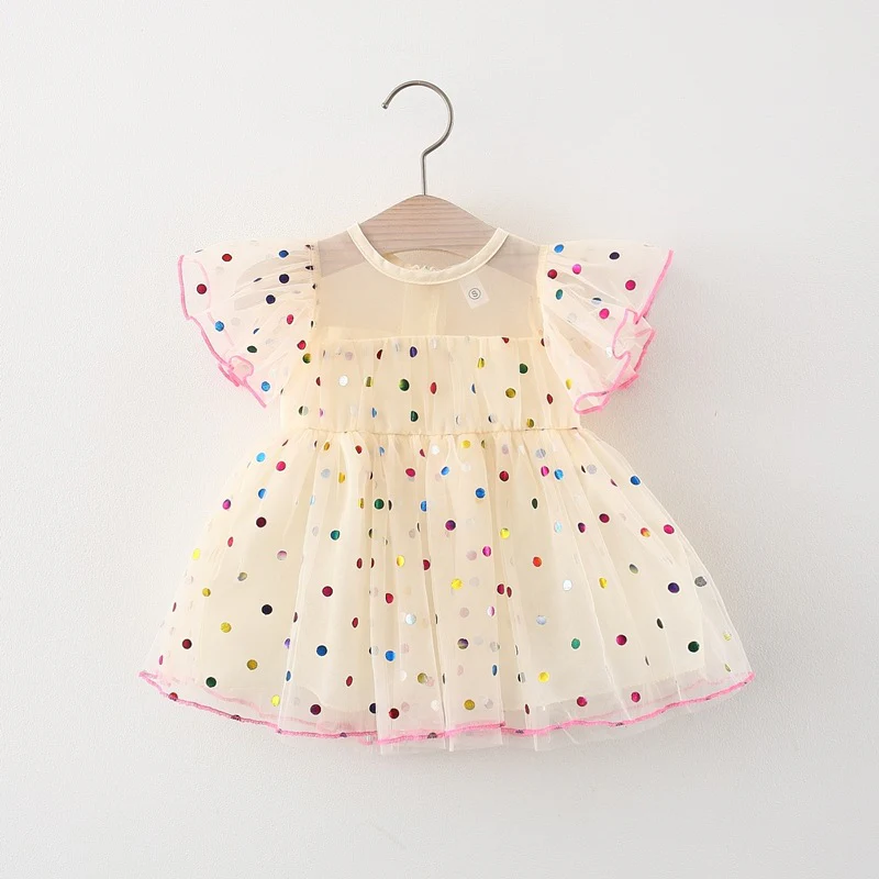 Western Style Children Shirt  Summer Polka Dot Girls Dress Baby Girl Skirt Children Flounced Sleeve Fashionable Princess Dress Tide - Deanwangkt