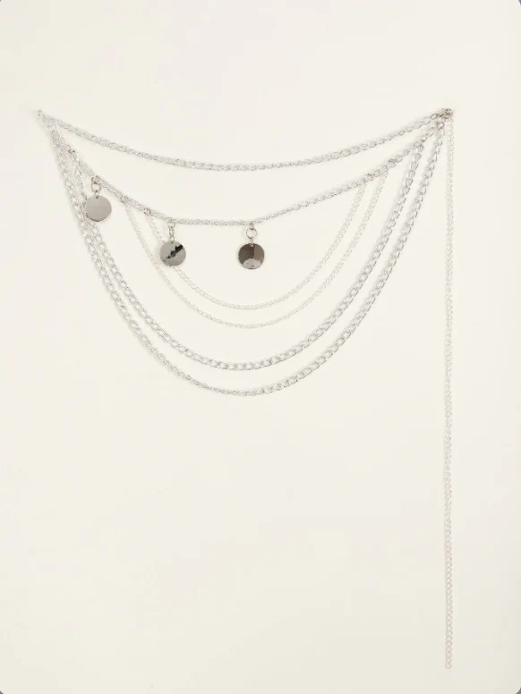 FB3375 2025 waist chain alloy small disc pendant multiple fringes side pendulum chain waist chain body chain - Deanwangkt