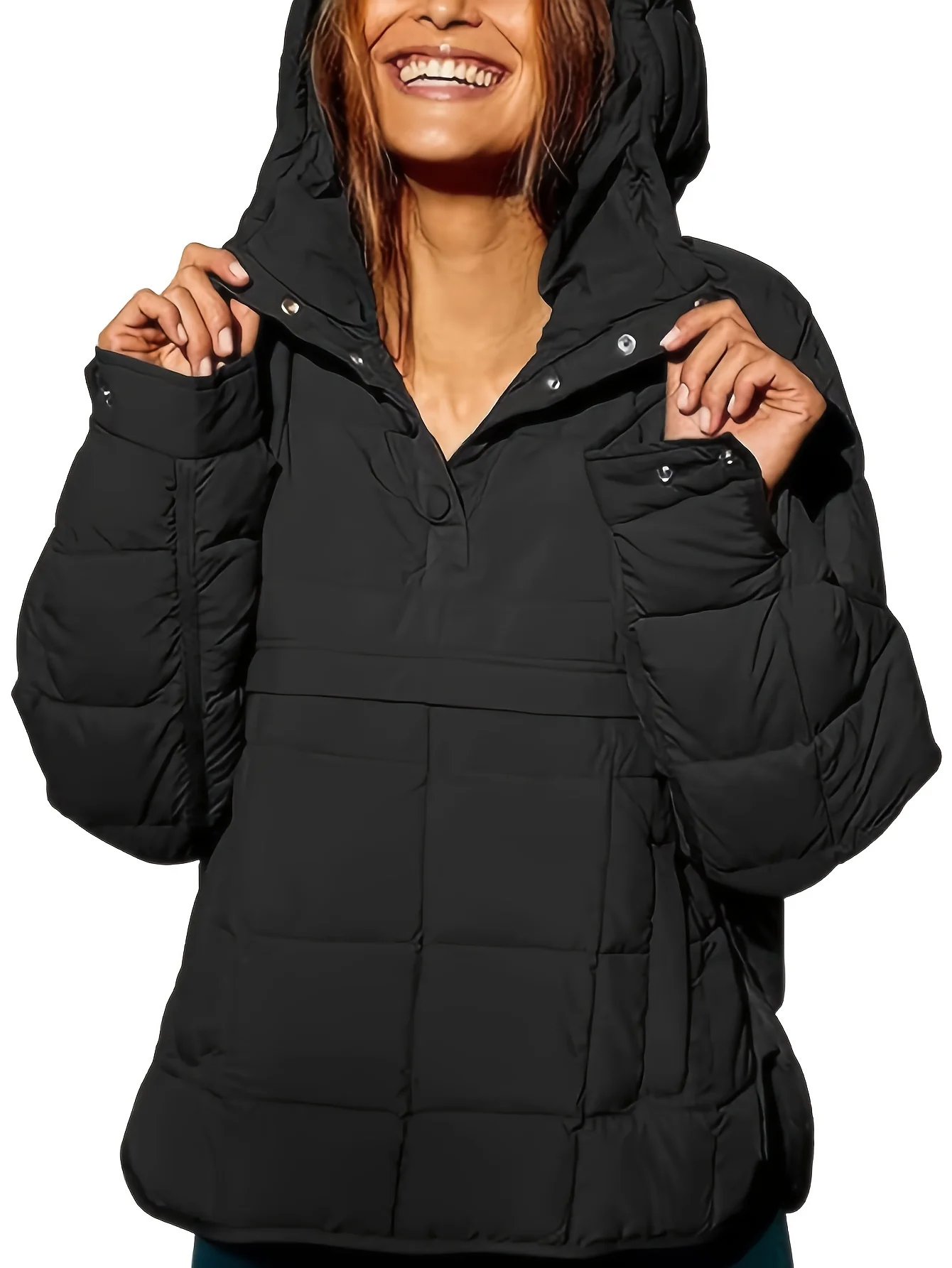 Womens Oversized Puffer Jacket - Down Jackets with Long-Sleeve, Hooded, Packable, Lightweight, Warm, and Water-Resistant Features for Winter - Deanwangkt