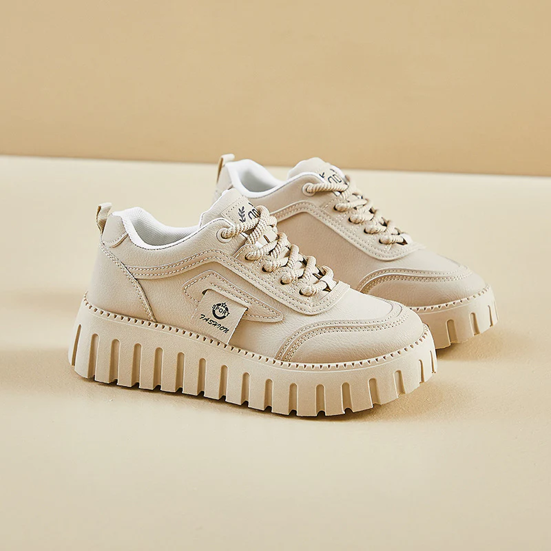 2025 spring little white shoes new Korean version ins female students platform heightening sports board shoes casual street shooting T78-9 - Deanwangkt