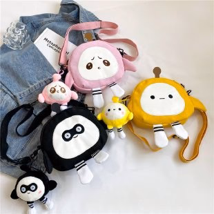 Egg Puff Bag New Cartoon Egg Puff Party Bag Canvas Bag Shoulder Messenger Bag Canvas Bag Casual Bag - Deanwangkt