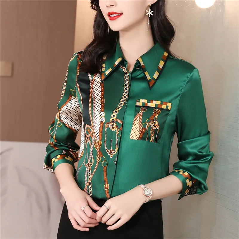Fashion Plus Size Shirts Designer Tops Women's Lapel Runway Button Shirt Long Sleeve Spring Autumn Winter Office Ladies Printed Blouses Back to School Top - Deanwangkt