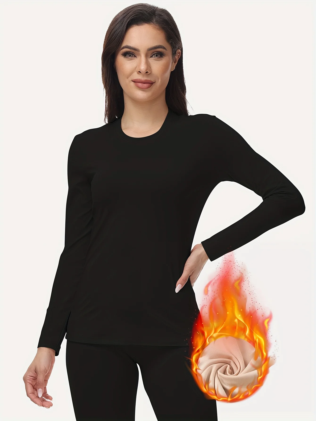 Women's Thermal Underwear - Soft, Plush Lined, Comfortable, Long Sleeve Top for Fall and Winter, Ideal for Lingerie and Sleepwear - Deanwangkt